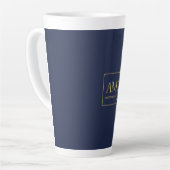 Blauw Gouden Kleuren Monogram Initiaal Letters Naa Latte Mok (Linkerhoek)