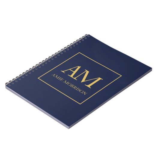 Blauw Gouden Kleuren Monogram Initiaal Letters Naa Notitieboek (Linkerzijde)