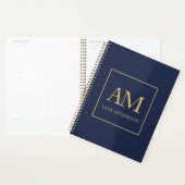 Blauw Gouden Kleuren Monogram Initiaal Letters Naa Planner (Display)