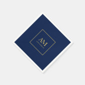 Blauw Gouden Kleuren Monogram Initiaal Letters Naa Servet (Hoek)
