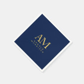 Blauw Gouden Kleuren Monogram Initiaal Letters Naa Servet (Hoek)