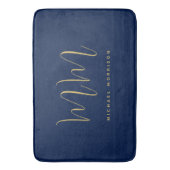 Blauw Gouden Kleuren Professioneel Initiaal Letter Badmat (Voorkant Verticaal)
