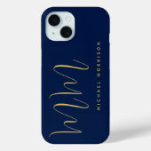 Blauw Gouden Kleuren Professioneel Initiaal Letter Case-Mate iPhone Case (Achterkant)