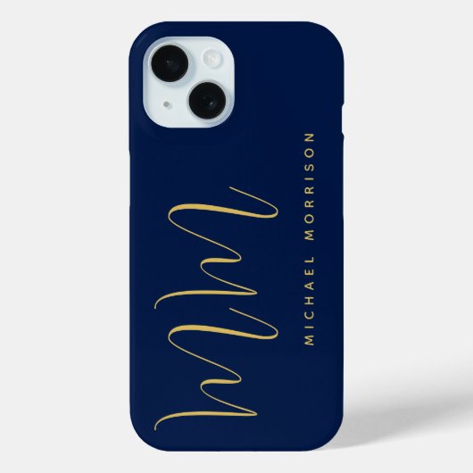Blauw Gouden Kleuren Professioneel Initiaal Letter Case-Mate iPhone Case (Achterkant)