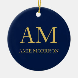 Blauw Gouden Kleuren Professioneel Initiaal Letter Keramisch Ornament