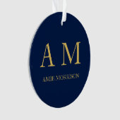 Blauw Gouden Kleuren Professioneel Initiaal Letter Ornament (voorkant)