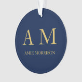 Blauw Gouden Kleuren Professioneel Initiaal Letter Ornament (voorkant)