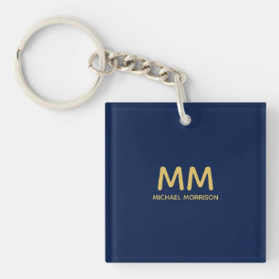 Blauw Gouden Kleuren Professioneel Initiaal Letter Sleutelhanger