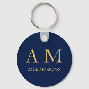 Blauw Gouden Kleuren Professioneel Initiaal Letter Sleutelhanger