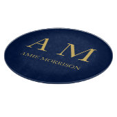 Blauw Gouden Kleuren Professioneel Initiaal Letter Snijplank (Hoek)