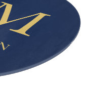 Blauw Gouden Kleuren Professioneel Initiaal Letter Snijplank (Hoek)