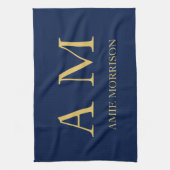 Blauw Gouden Kleuren Professioneel Initiaal Letter Theedoek (Verticaal)