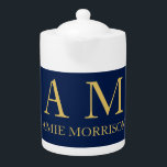 Blauw Gouden Kleuren Professioneel Initiaal Letter Theepot<br><div class="desc">Vertegenwoordig jezelf met dit moderne,  elegante design. Deze sjabloon kan worden aangepast aan alle professionele beroepen.</div>