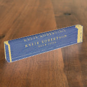 Blauw Gouden Kleuren Professioneel Trendy Modern Naambordje (Zijkant)