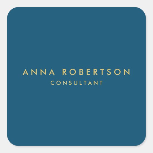 Blauw Gouden Kleuren Professionele Trendy Minimali Vierkante Sticker (Voorkant)