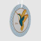 Blauw Gouden Kolibrie Ornament (voorkant)