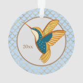 Blauw Gouden Kolibrie Ornament (achterkant)