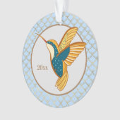 Blauw Gouden Kolibrie Ornament (voorkant)