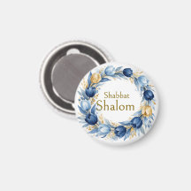 Blauw Gouden Krans, Shabbat Shalom Aquarel Glam