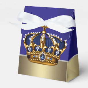 Blauw Gouden Kroon Kleine Prins Jongen Baby Borrel Bedankdoosjes
