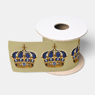 Blauw Gouden Kroonprins Baby Shower Satijnen Lint