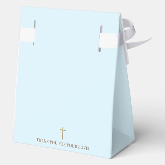 Blauw gouden kruis Baby Doop Dank u Custom Bedankdoosjes (Achterkant)