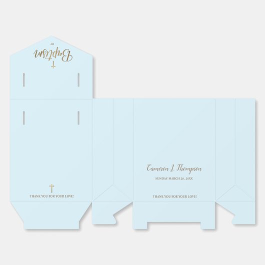 Blauw gouden kruis Baby Doop Dank u Custom Bedankdoosjes (Ongevouwen)