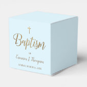 Blauw gouden kruis Baptisme Bedankt Aangepast Bedankdoosjes (Achterkant)