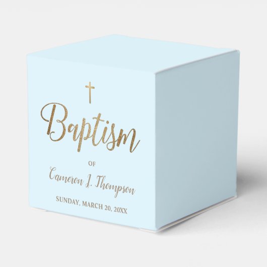 Blauw gouden kruis Baptisme Bedankt Aangepast Bedankdoosjes (Achterkant)
