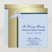 Blauw Gouden Kruis in liefdevolle herinnering Kaart (Voorkant / Achterkant)