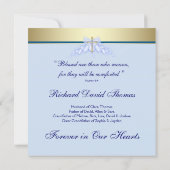 Blauw Gouden Kruis in liefdevolle herinnering Kaart (Achterkant)