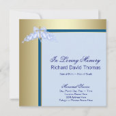 Blauw Gouden Kruis in liefdevolle herinnering Kaart (Voorkant)