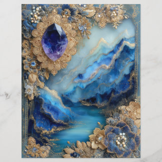 Blauw Gouden Landschap Junk Journal Scrapbook Papi