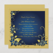 Blauw, gouden Lijst Kaart (Voorkant / Achterkant)