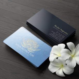 Blauw Gouden Lotus Yoga Meditatie Reiki Instructeu Visitekaartje