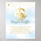 Blauw Gouden Luier Raffle Baby shower teken Poster (Voorkant)