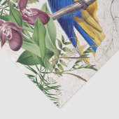 Blauw gouden Macaw Bird Orchid Flower Paper Tissuepapier (Detail)