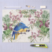 Blauw gouden Macaw Bird Orchid Flower Paper Tissuepapier (Craft)