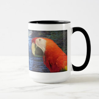 Blauw & gouden Macaw & zwarte rog - KoffieMok Mok