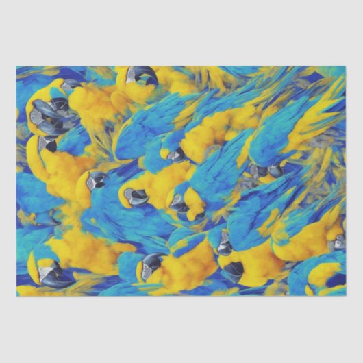 Blauw & Gouden Macaws Patroon Tissuepapier (Voorkant)