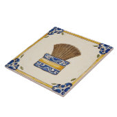 Blauw & Gouden Make-upborstel of Scheerborstel Bad Tegeltje (Zijkant)