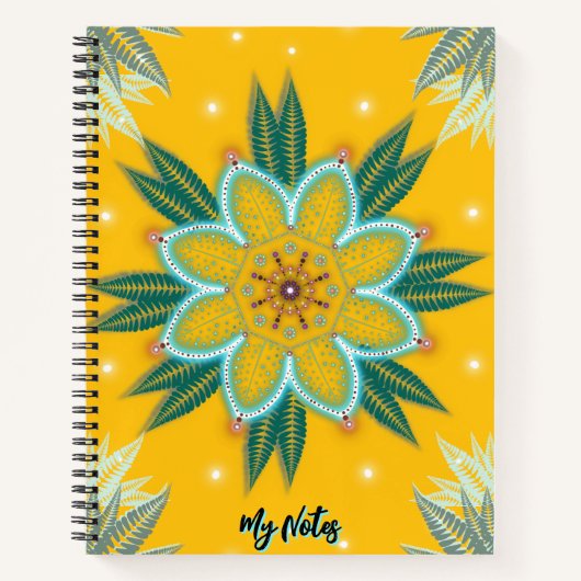 Blauw Gouden Mandala bloem Design Notitieboek (Voorkant)