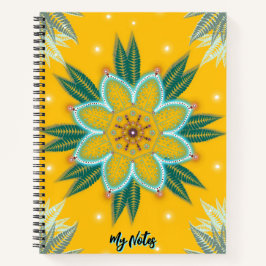 Blauw gouden Mandala bloemontwerp Notitieboek