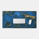 Blauw Gouden Marmer Bureaumat (Keyboard & Muis)