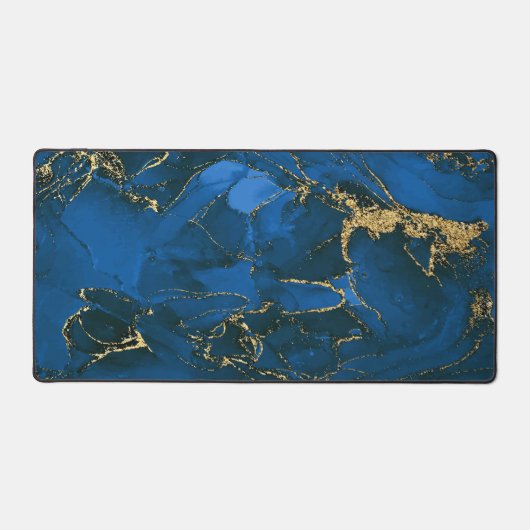 Blauw Gouden Marmer Bureaumat (Voorkant)