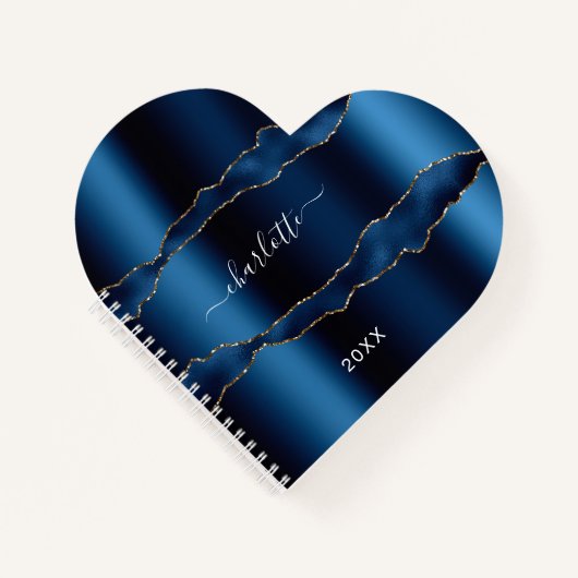 Blauw gouden marmer, meisje met marmer notitieboek (Voorkant)