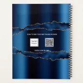 Blauw gouden marmer-naamscript 2023 planner (Achterkant)