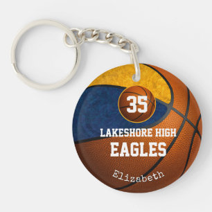 Blauw gouden meisjes basketbal spelen als een meis sleutelhanger