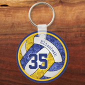blauw gouden meisjes volleybalteam kleuren sleutelhanger (Voorkant)