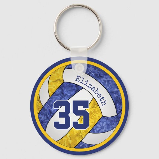 blauw gouden meisjes volleybalteam kleuren sleutelhanger (Achterkant)